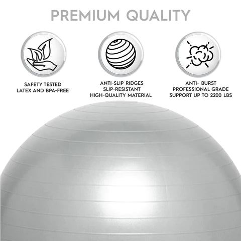Weighted Yoga/Balance Ball Chair For Kids Up to 5' Tall- Silver