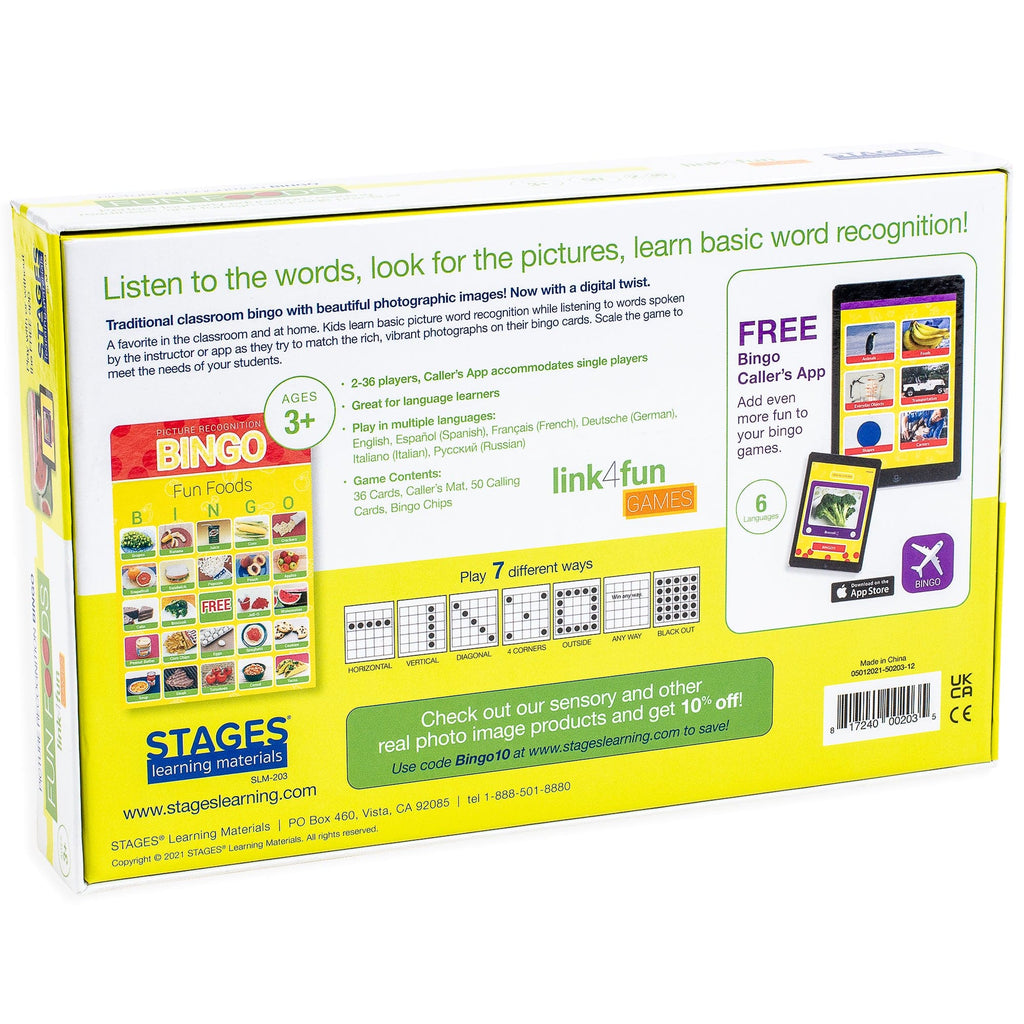 Fun Foods Bingo Game – Stages Learning Materials