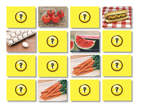 Foods Memory Matching Card Game – Stages Learning Materials