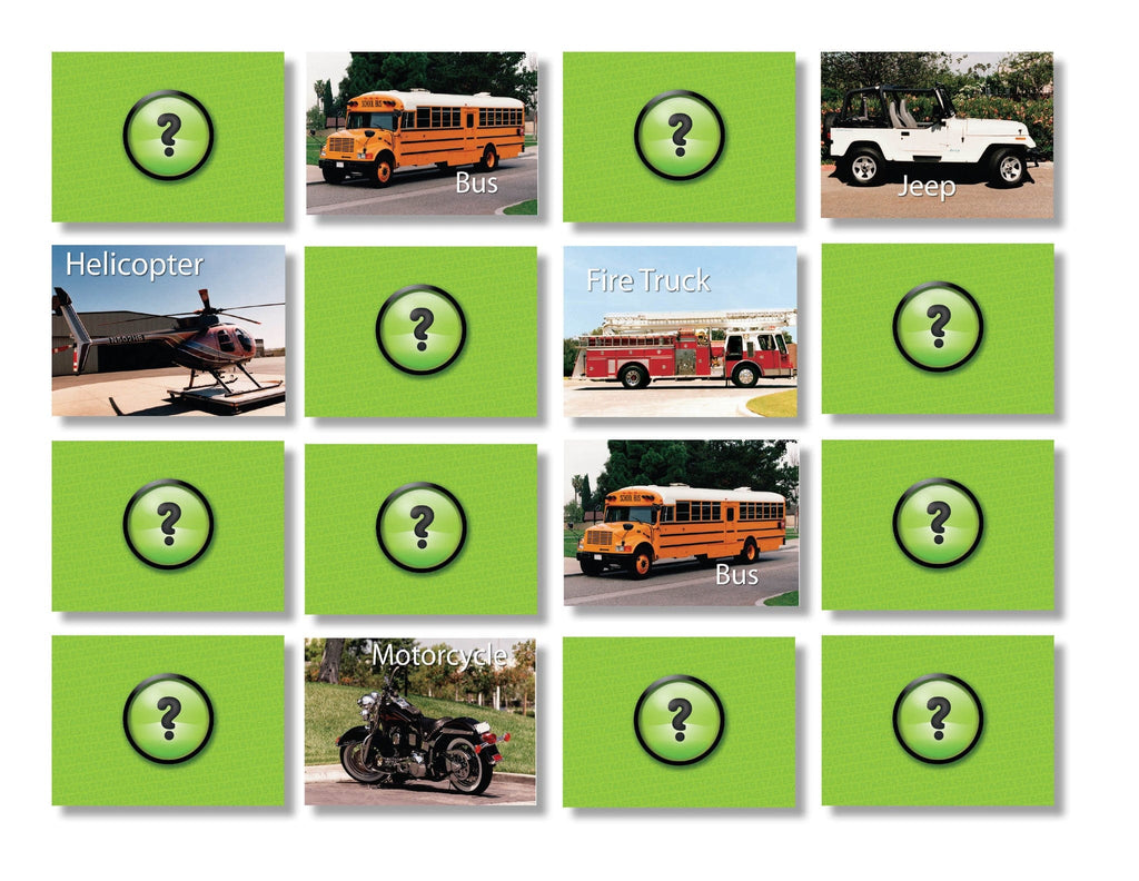 Vehicles Memory Game