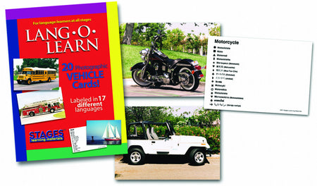 Lang-O-Learn Vehicles Cards- motorcycle and jeep