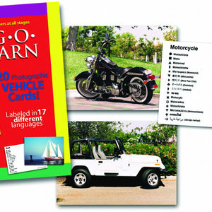 Lang-O-Learn Vehicles Cards- motorcycle and jeep