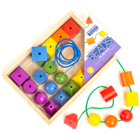 Stringing Beads- Wooden Tray – Stages Learning Materials