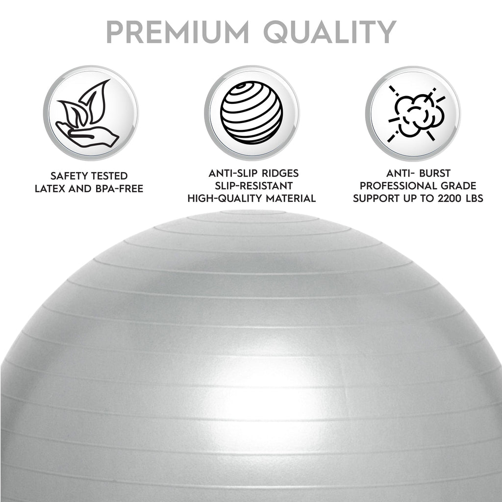 Weighted Yoga/Balance Ball Chair For Kids and Adults Up to 5'6" Tall- Silver