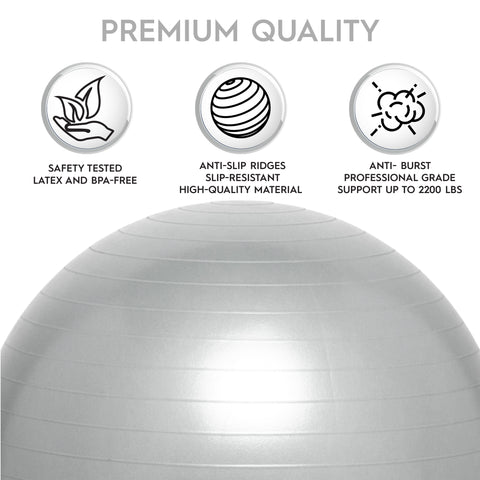 Weighted Yoga/Balance Ball Chair For Kids and Adults Up to 5'6" Tall- Silver